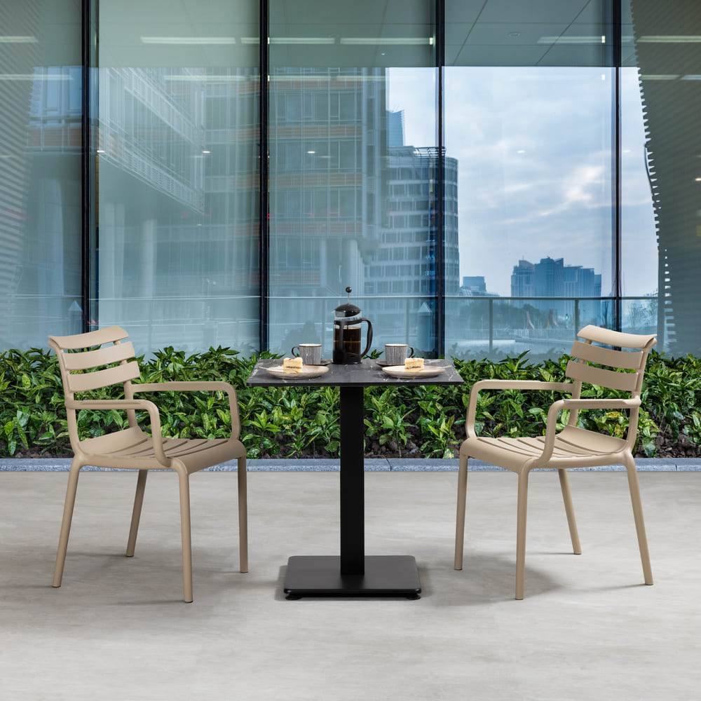 Pikeville Polypropylene Outdoor Armchairs In Taupe