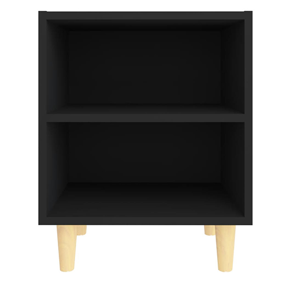 Pilis Wooden Bedside Cabinet In Black With Natural Legs