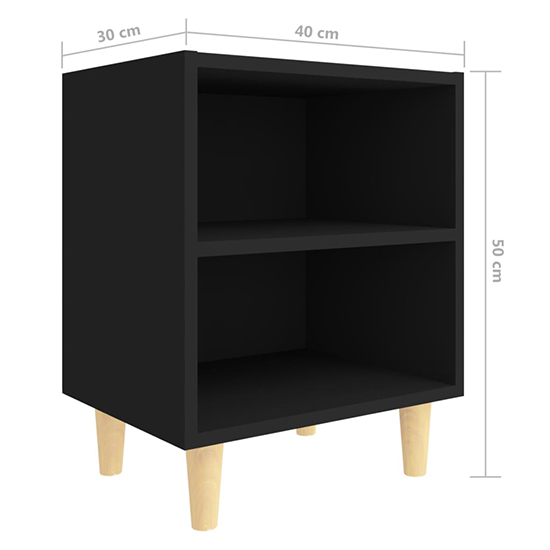 Pilis Wooden Bedside Cabinet In Black With Natural Legs