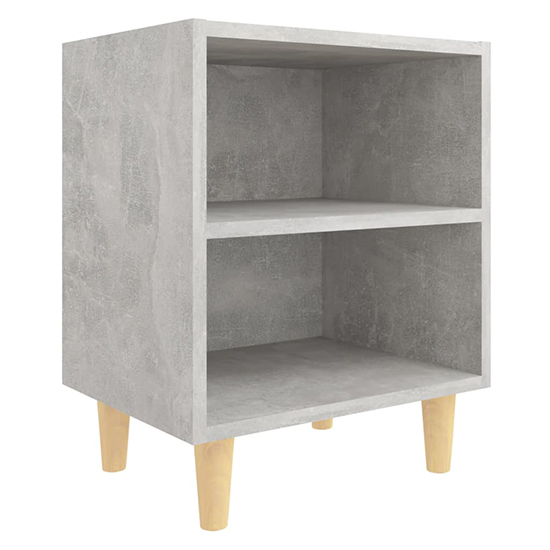 Pilis Wooden Bedside Cabinet In Concrete Effect With Natural Legs