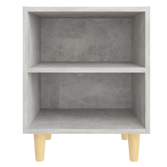 Pilis Wooden Bedside Cabinet In Concrete Effect With Natural Legs