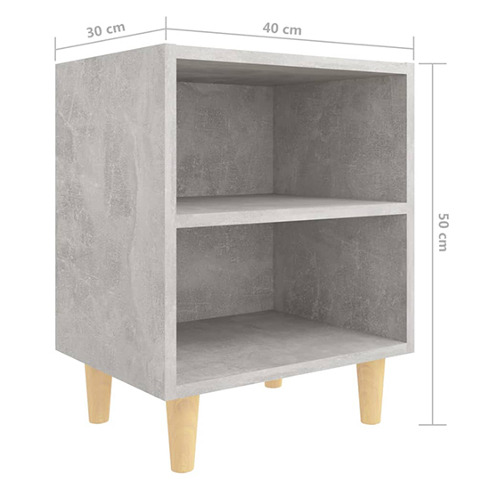 Pilis Wooden Bedside Cabinet In Concrete Effect With Natural Legs