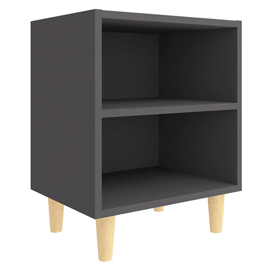 Pilis Wooden Bedside Cabinet In Grey With Natural Legs_2