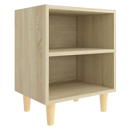 Pilis Wooden Bedside Cabinet In Sonoma Oak With Natural Legs