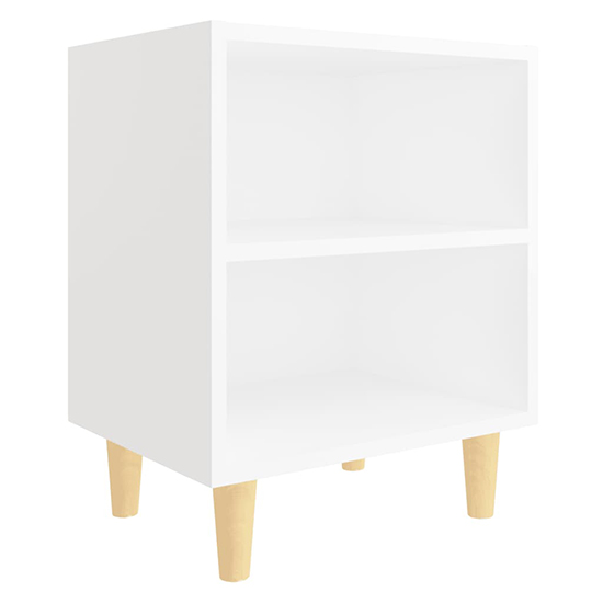 Pilis Wooden Bedside Cabinet In White With Natural Legs