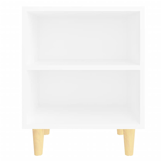 Pilis Wooden Bedside Cabinet In White With Natural Legs