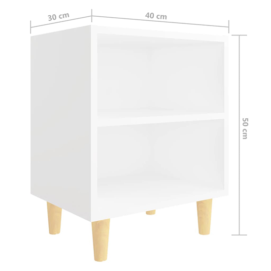 Pilis Wooden Bedside Cabinet In White With Natural Legs