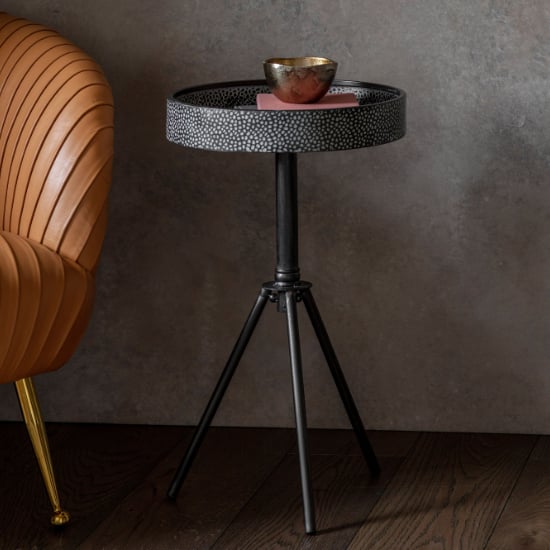 Product photograph of Pilsen Round Metal Side Table In Antique Black from Furniture in Fashion