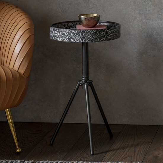 Pilson Metal Side Table In Grey And Black