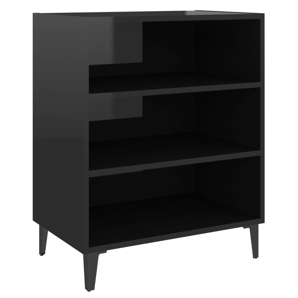 Pilvi High Gloss Bookcase With 3 Shelves In Black Furniture in Fashion