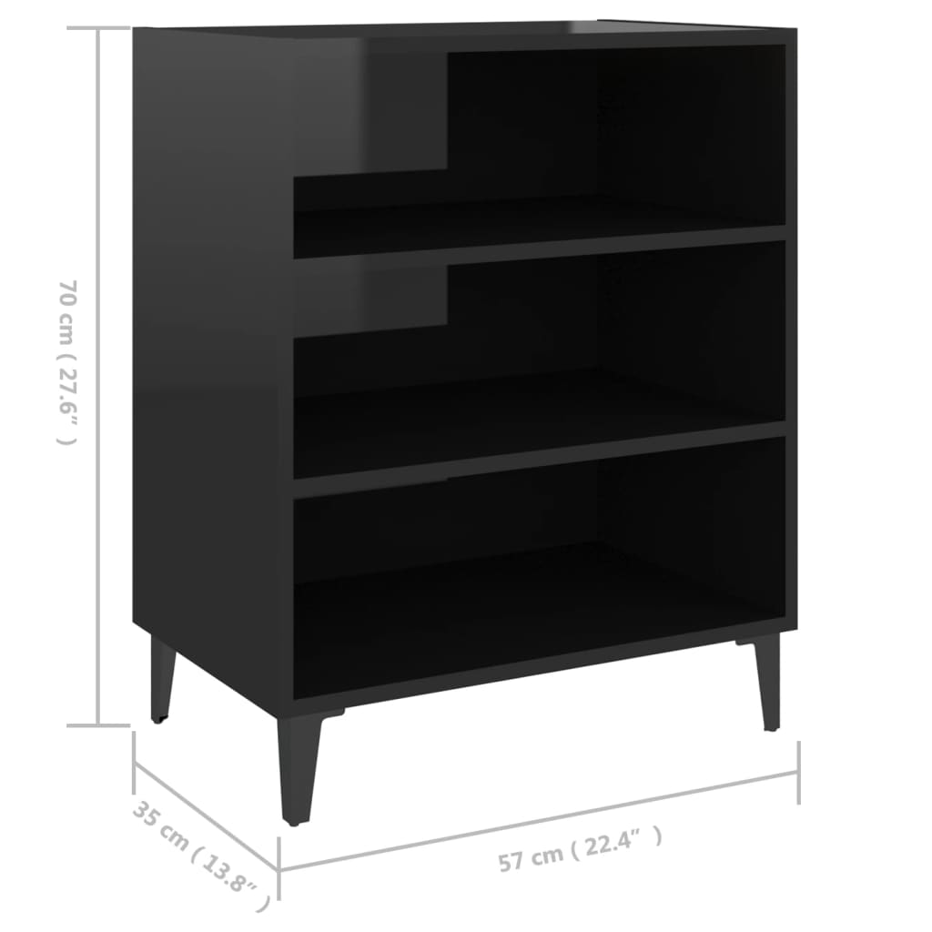 Pilvi High Gloss Bookcase With 3 Shelves In Black_4