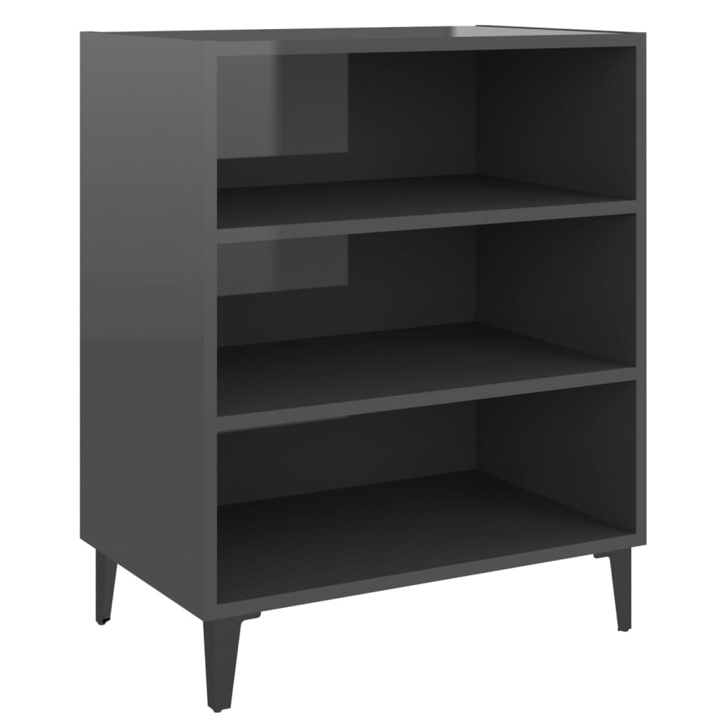 Pilvi High Gloss Bookcase With 3 Shelves In Grey_2