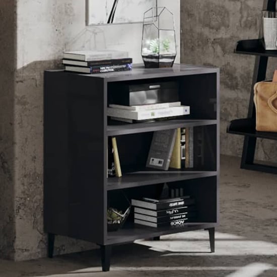 Read more about Pilvi high gloss bookcase with 3 shelves in grey