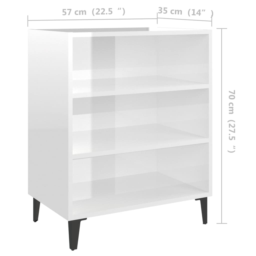 Pilvi High Gloss Bookcase With 3 Shelves In White_4