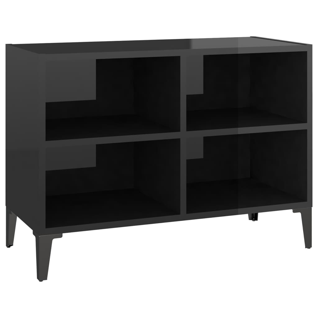 Pilvi High Gloss TV Stand In Black With Metal Legs_2