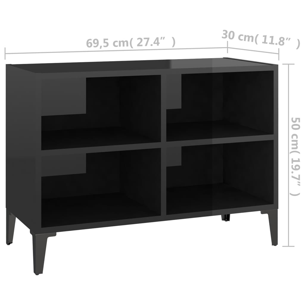Pilvi High Gloss TV Stand In Black With Metal Legs_4