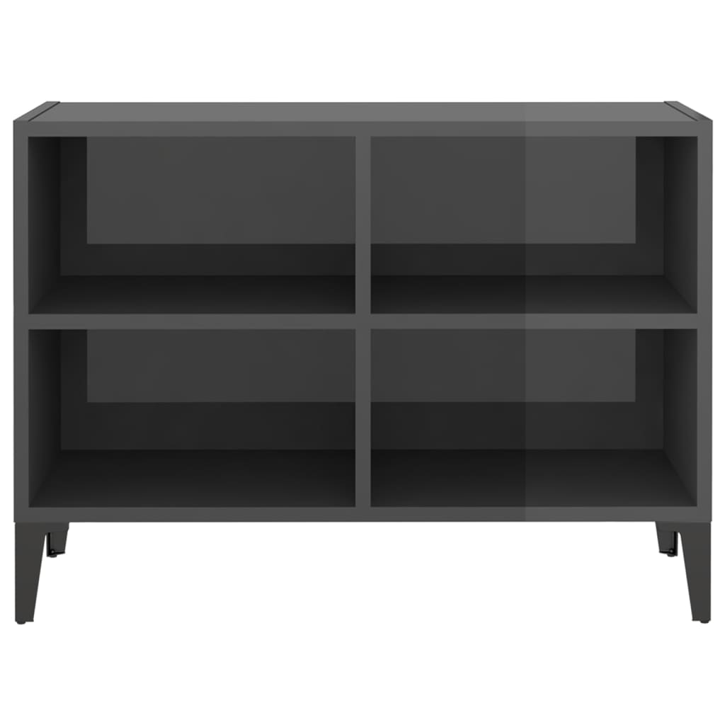 Pilvi High Gloss TV Stand In Grey With Metal Legs Furniture in Fashion