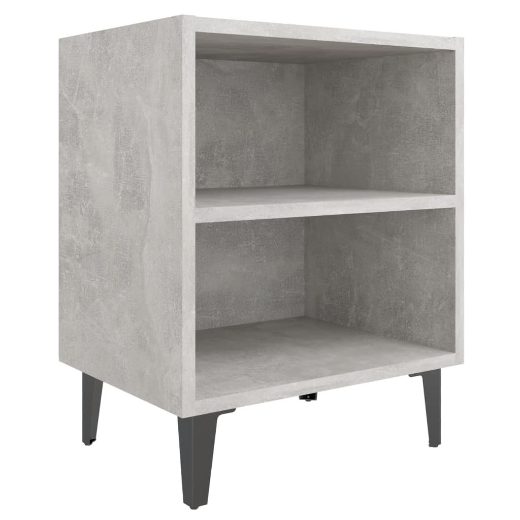 Pilvi Wooden Bedside Cabinet In Concrete Effect With Metal Legs
