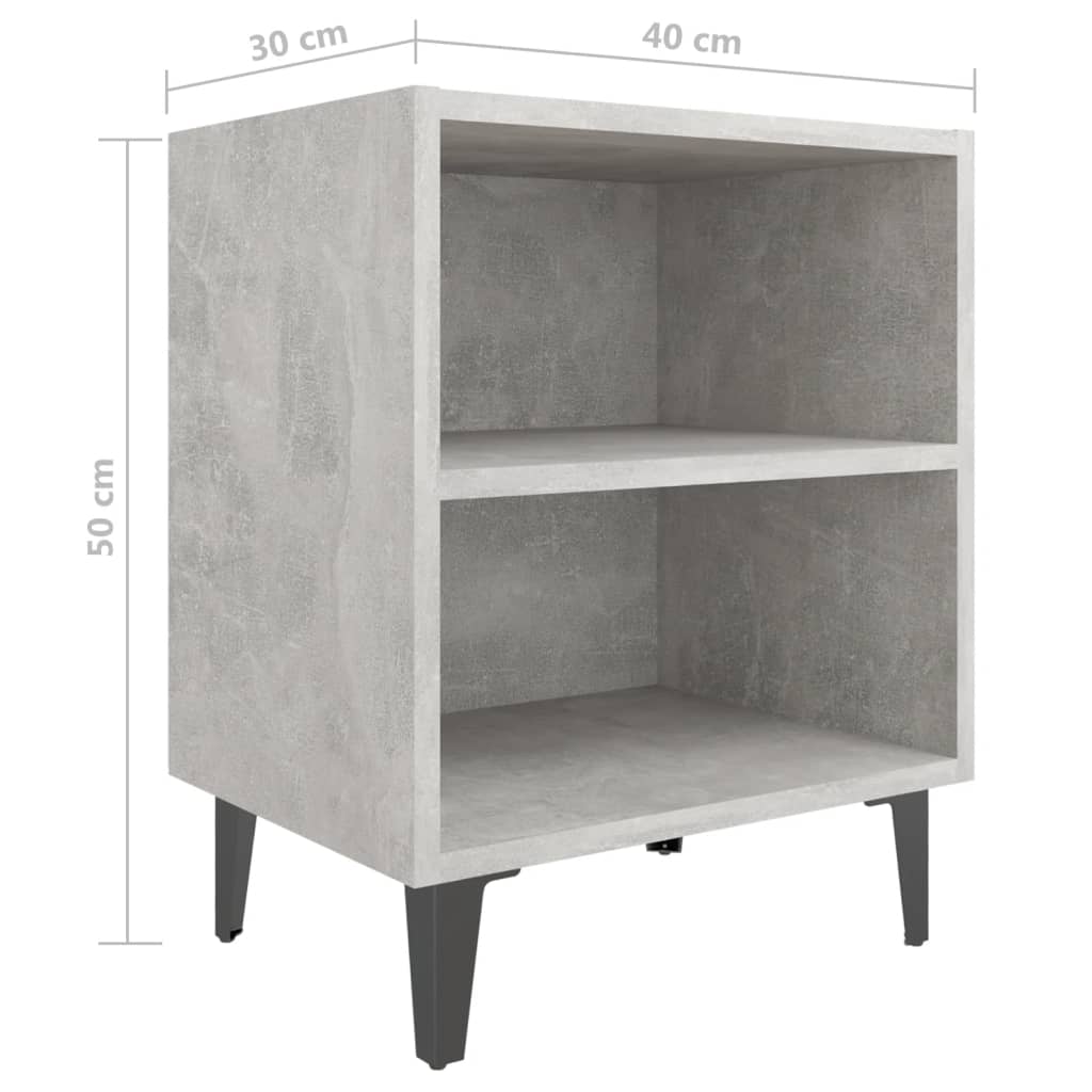 Pilvi Wooden Bedside Cabinet In Concrete Effect With Metal Legs