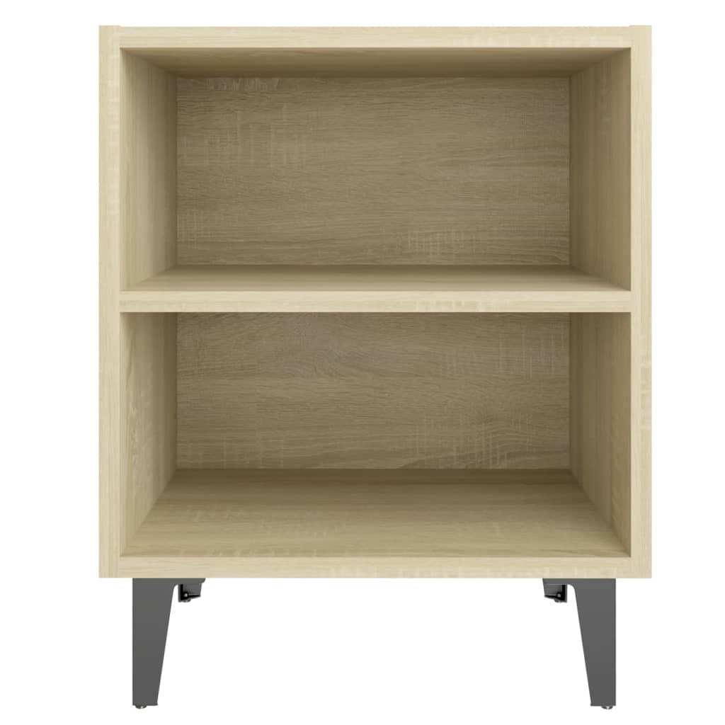 Pilvi Wooden Bedside Cabinet In Sonoma Oak With Metal Legs