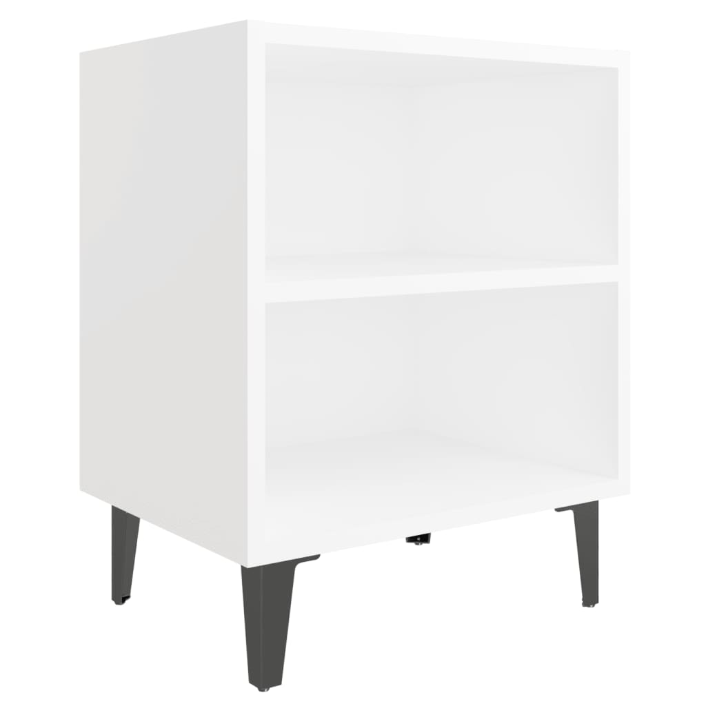 Pilvi Wooden Bedside Cabinet In White With Metal Legs
