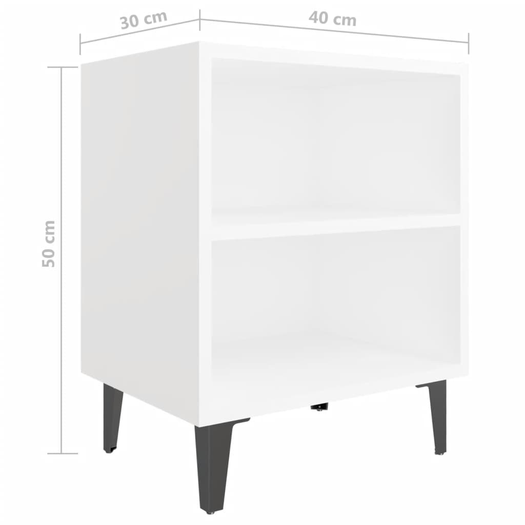 Pilvi Wooden Bedside Cabinet In White With Metal Legs