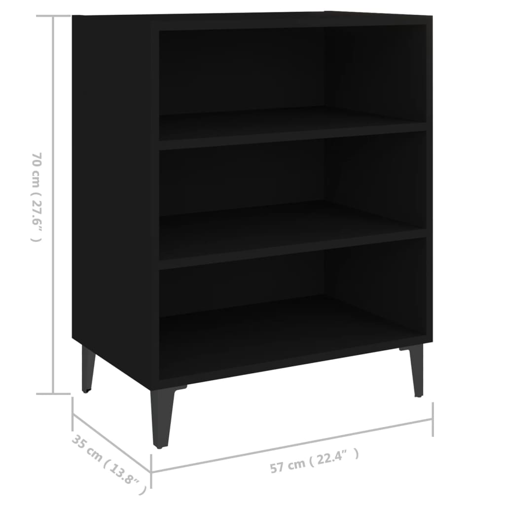 Pilvi Wooden Bookcase With 3 Shelves In Black