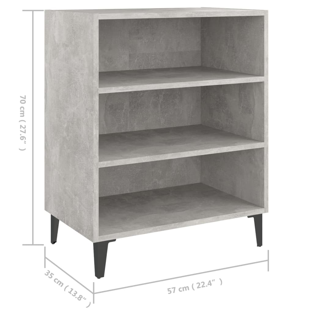 Pilvi Wooden Bookcase With 3 Shelves In Concrete Effect_4