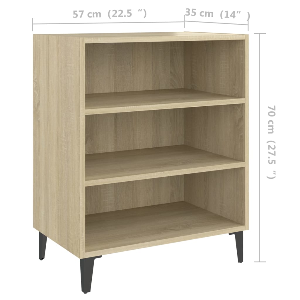 Pilvi Wooden Bookcase With 3 Shelves In Sonoma Oak_4