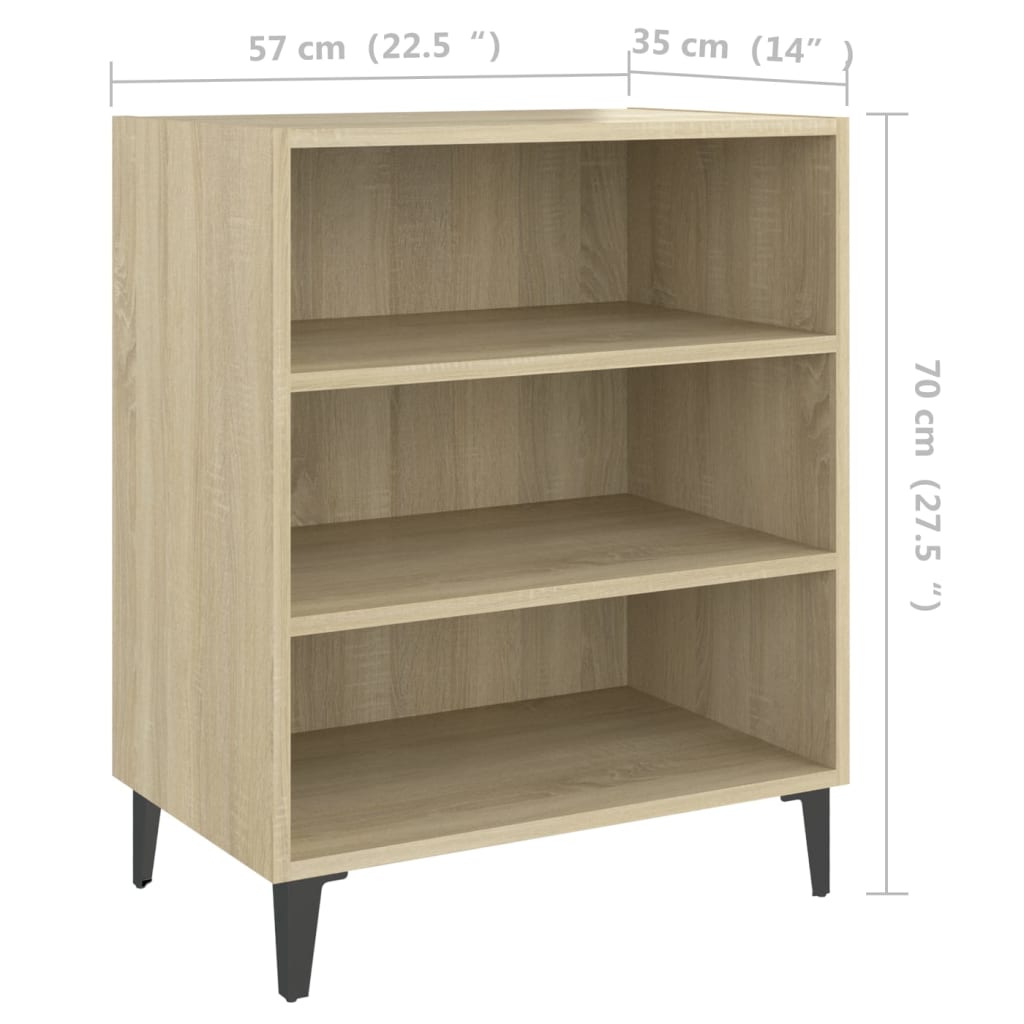 Pilvi Wooden Bookcase With 3 Shelves In Sonoma Oak