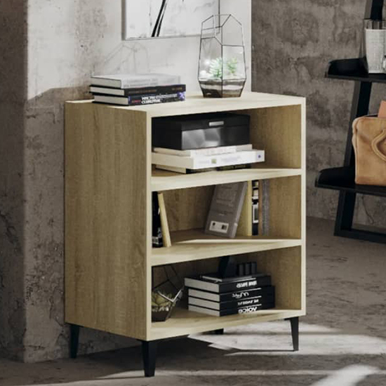 pilvi wooden bookcase with 3 shelves in sonoma oak