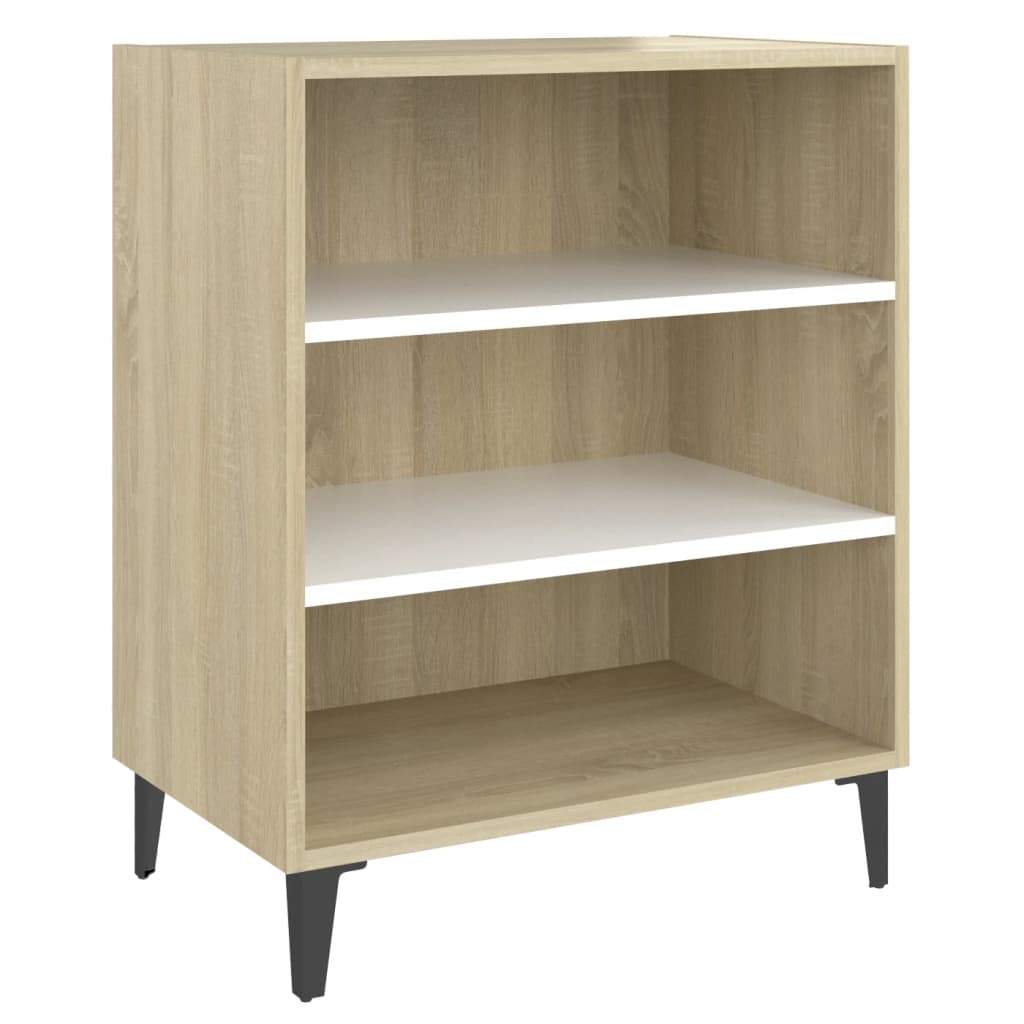 Pilvi Wooden Bookcase With 3 Shelves In White And Sonoma Oak_2