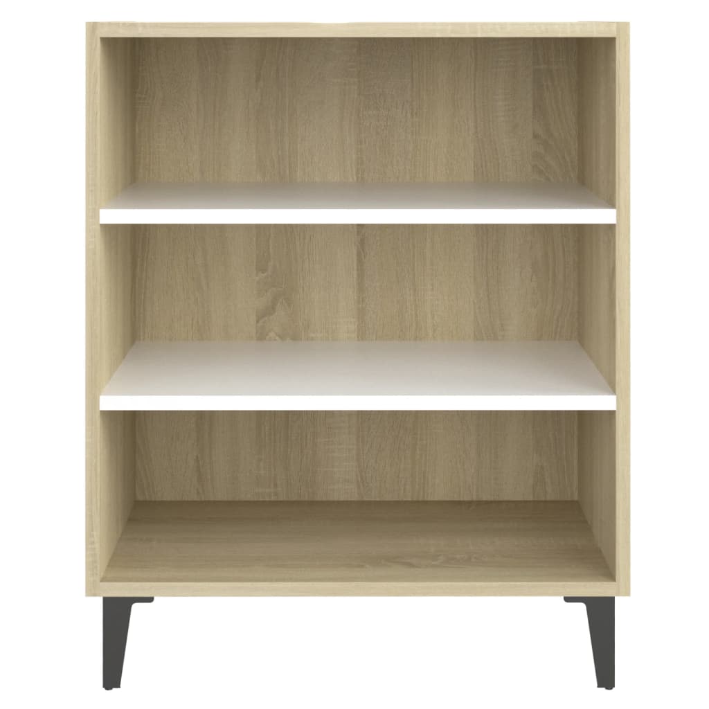 Pilvi Wooden Bookcase With 3 Shelves In White And Sonoma Oak_3