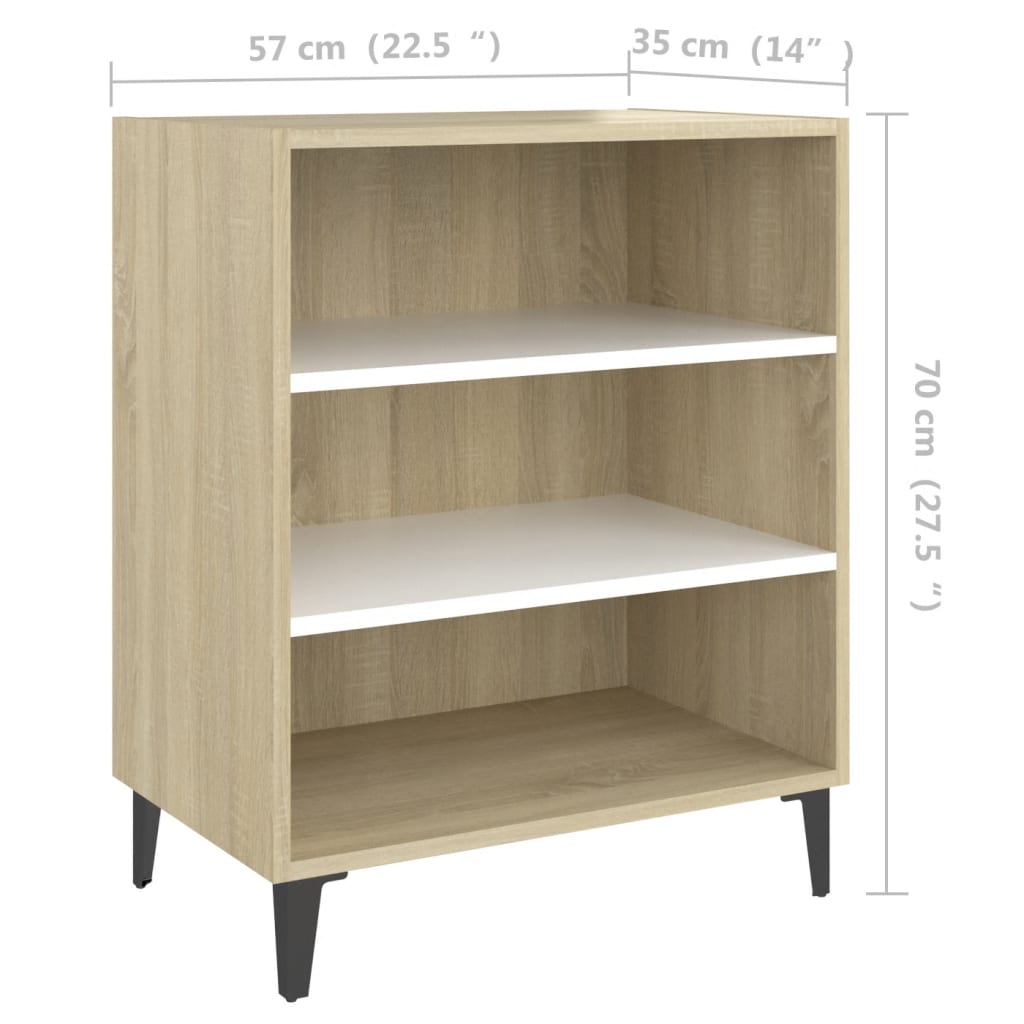 Pilvi Wooden Bookcase With 3 Shelves In White And Sonoma Oak_4