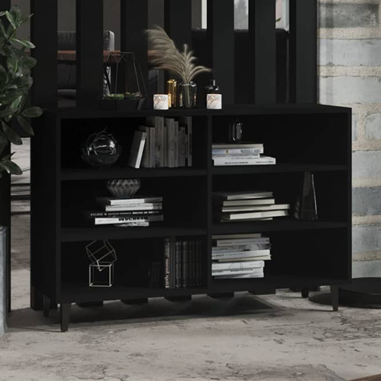 Pilvi Wooden Bookcase With 6 Shelves In Black