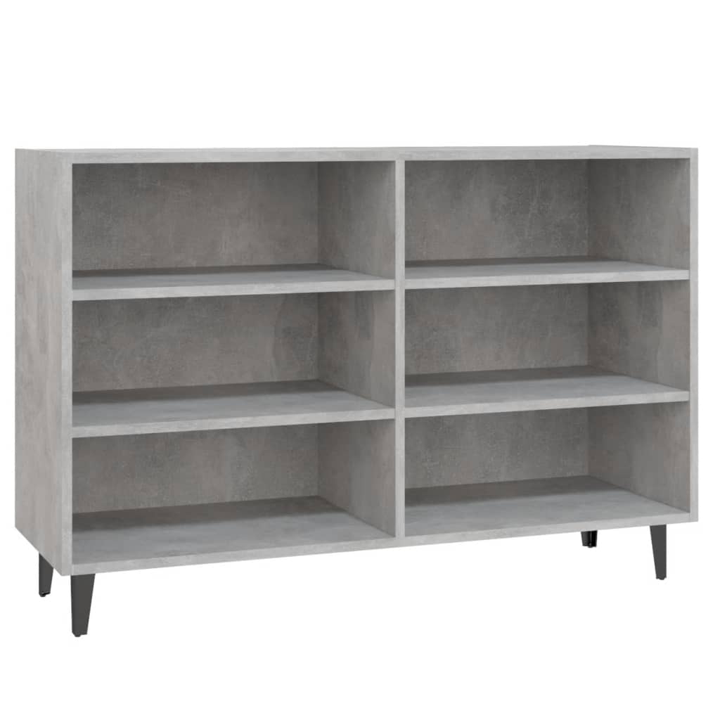 Pilvi Wooden Bookcase With 6 Shelves In Concrete Effect