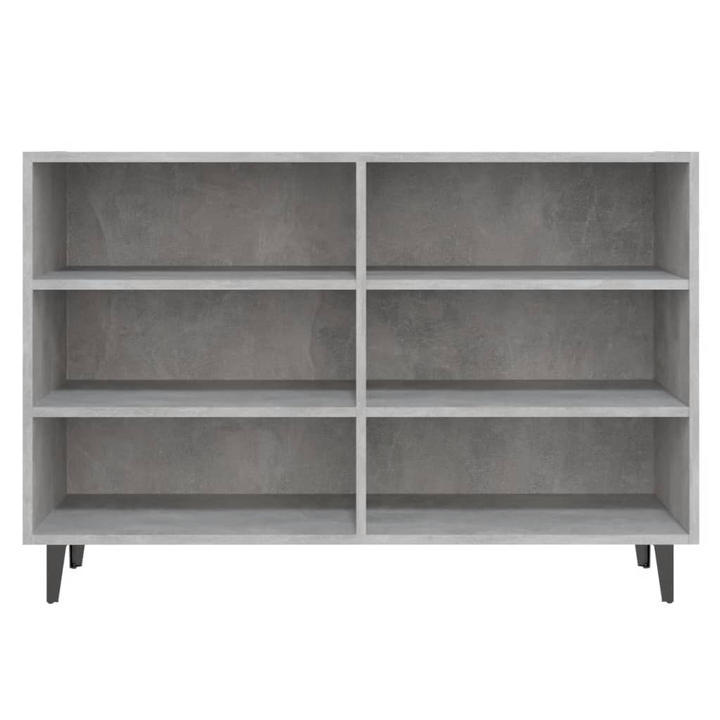 Pilvi Wooden Bookcase With 6 Shelves In Concrete Effect