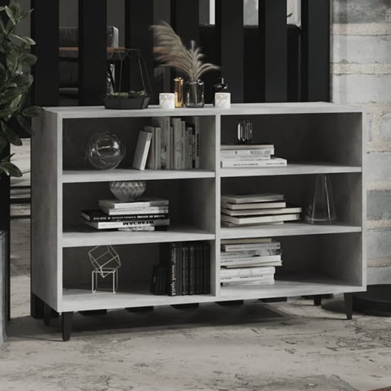 Product photograph of Pilvi Wooden Bookcase With 6 Shelves In Concrete Effect from Furniture in Fashion