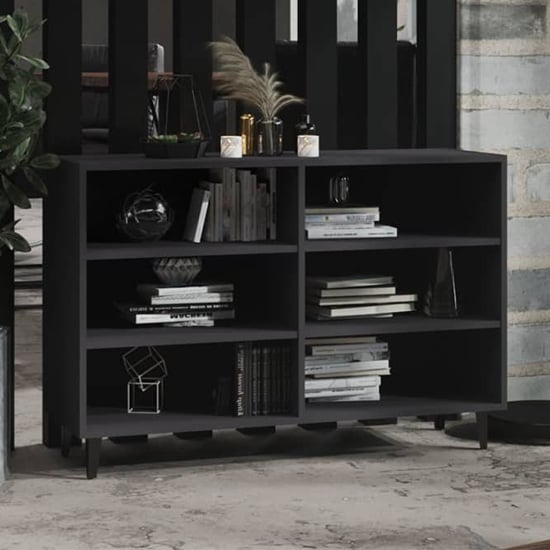 Pilvi Wooden Bookcase With 6 Shelves In Grey