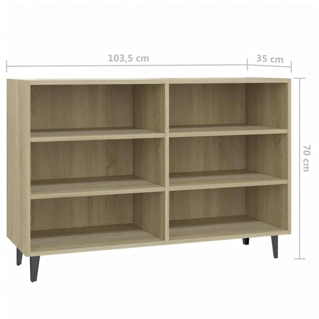 Pilvi Wooden Bookcase With 6 Shelves In Sonoma Oak