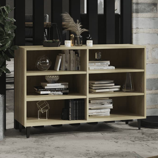 pilvi wooden bookcase with 6 shelves in sonoma oak