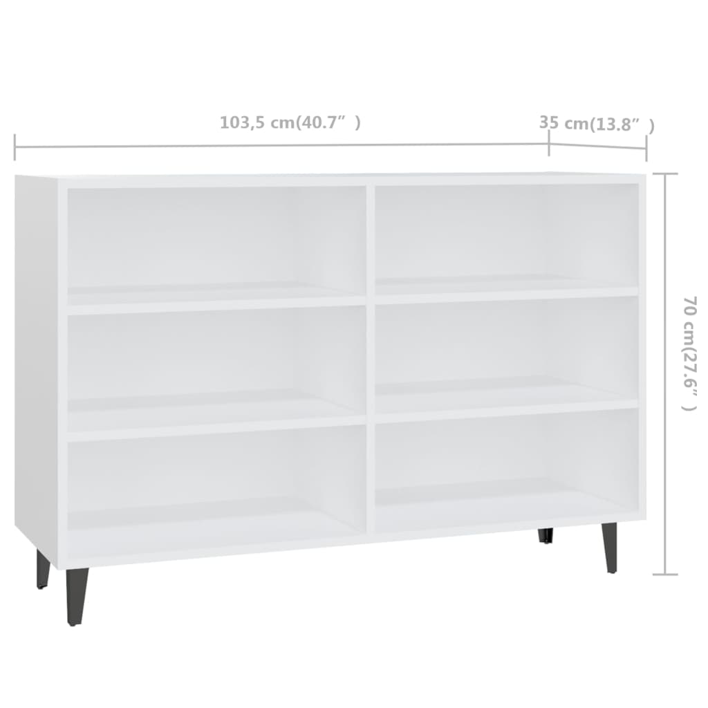 Pilvi Wooden Bookcase With 6 Shelves In White