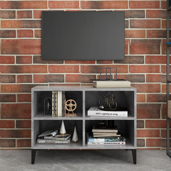 Read more about Pilvi wooden tv stand in concrete effect with metal legs