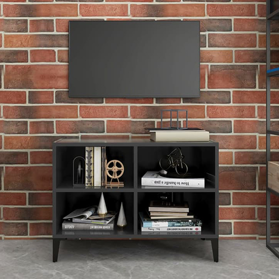 Product photograph of Pilvi Wooden Tv Stand In Grey With Metal Legs from Furniture in Fashion