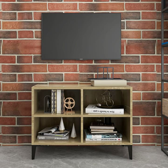 Product photograph of Pilvi Wooden Tv Stand In Sonoma Oak With Metal Legs from Furniture in Fashion