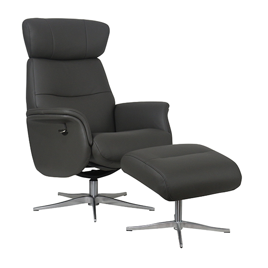 Pimlico Leather Match Swivel Recliner Chair In Charcoal_3