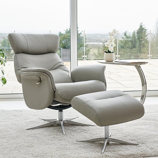 Pimlico Leather Match Swivel Recliner Chair In Husky_2