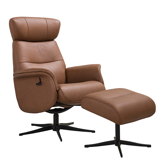 Pimlico Leather Match Swivel Recliner Chair In Tan_3