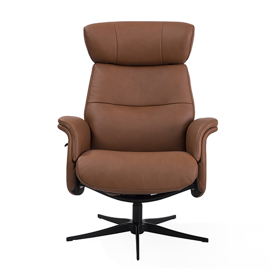 Pimlico Leather Match Swivel Recliner Chair In Tan_7