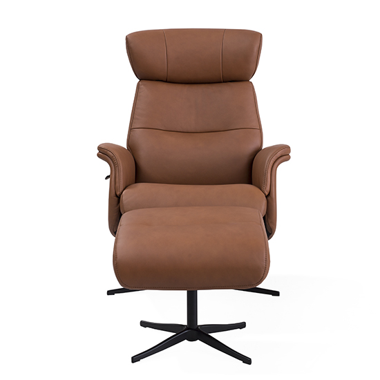 Pimlico Leather Match Swivel Recliner Chair In Tan_8
